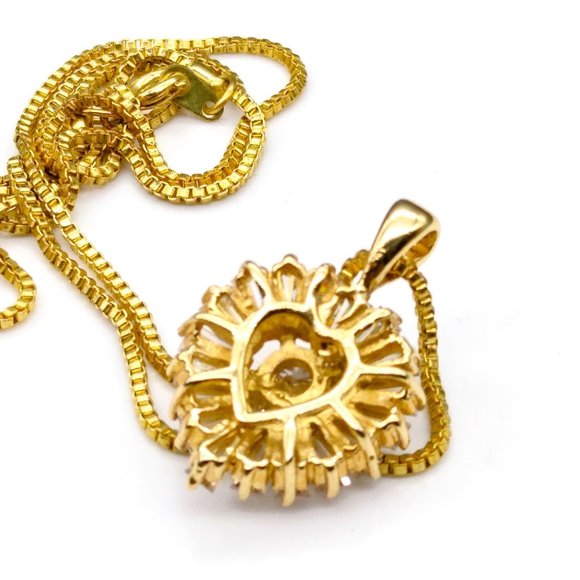 Glowing Heart CZ Pendant Necklace, Gold Tone Setting and Box Chain, Chaton Cubic - Picture 5 of 5